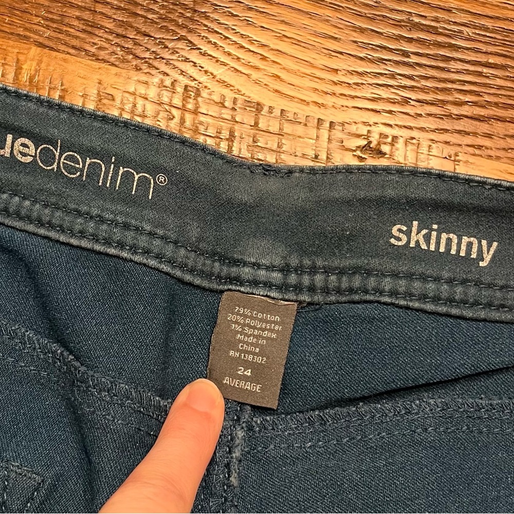 Avenue Denim Teal Skinny Jeans sz 24 - Picture 5 of 6